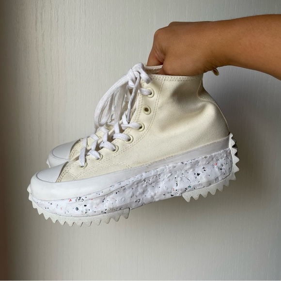 Converse Run Star Hike Crater Hi White and Cream Sneakers Size 5.5 - Picture 2 of 14